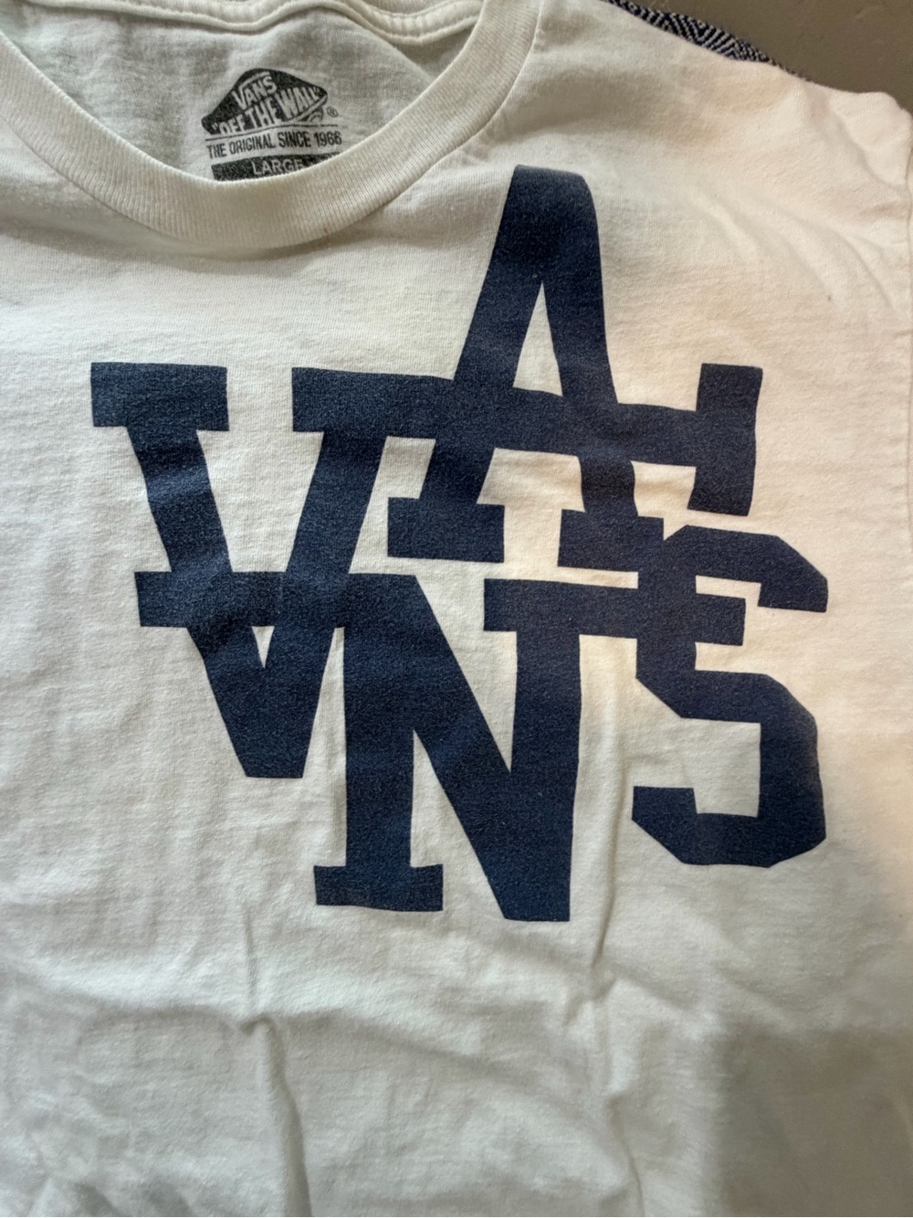 Vans White Tee with Navy Graphic Logo
